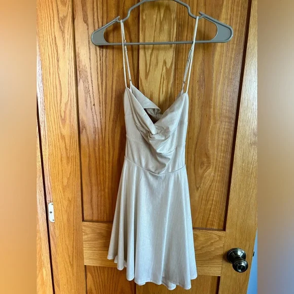 slim fit dress slacks Strappy Satin Olive Gold Mini Dress main image 0
